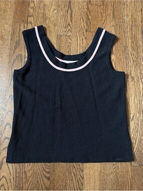 St. John Collection Black/Pink Sleeveless Knit Top - Size Petite Small